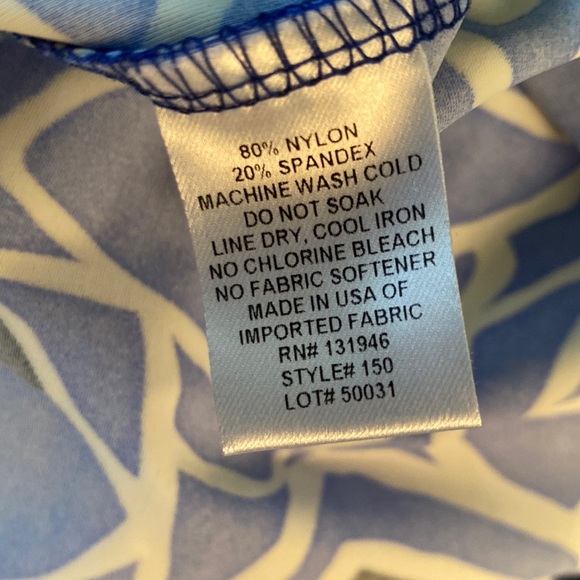 Jude Connally Off the Shoulder Royal Blue White Geometric Print Dress - XL - Picture 9 of 9